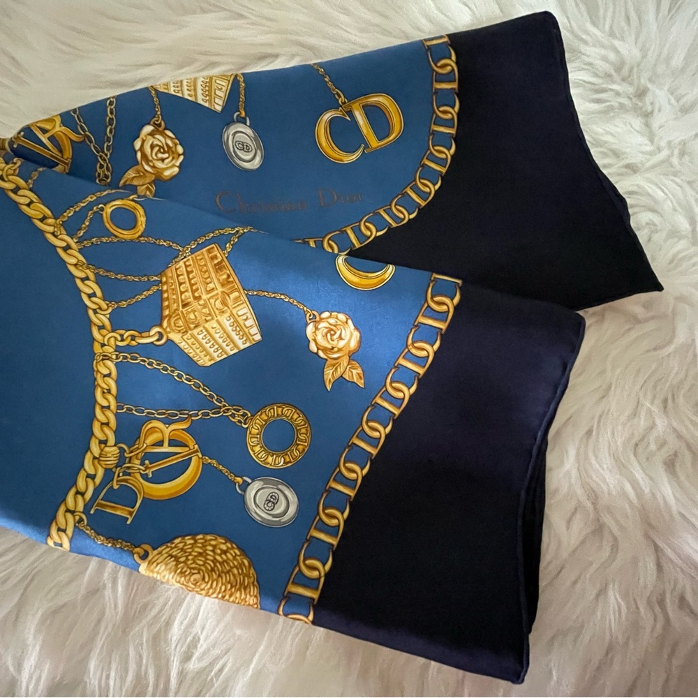 Christian Dior Blue and Gold Scarf - Picture 15 of 16